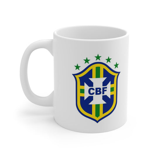 Brazil Football Crest 11oz Mug – CBF Shield Soccer Fan Coffee Cup