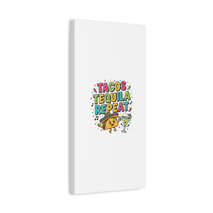 Tacos Tequila Repeat Canvas | Cinco de Mayo party wall art
