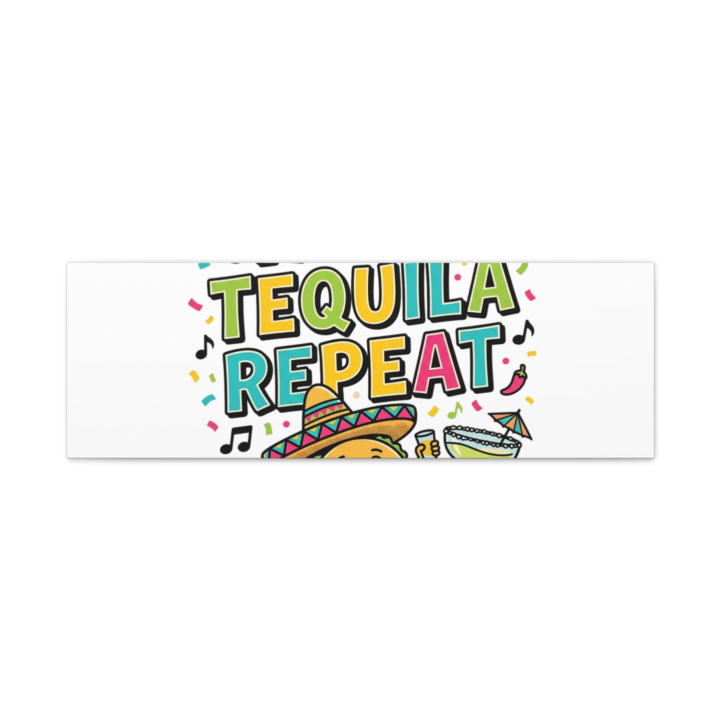 Tacos Tequila Repeat Canvas | Cinco de Mayo party wall art