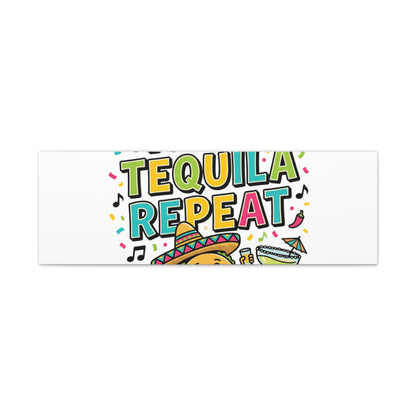 Tacos Tequila Repeat Canvas | Cinco de Mayo party wall art