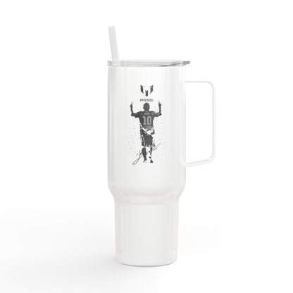 40oz Engraved Sports Tumbler — Soccer Player Silhouette Stainless Travel Mug with Lid & Straw