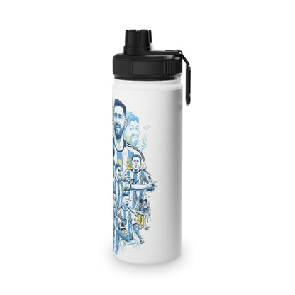 Argentina Soccer Water Bottle — Lionel Messi & National Team Illustration, Stainless Steel Sports Lid