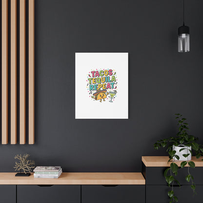 Tacos Tequila Repeat Canvas | Cinco de Mayo party wall art