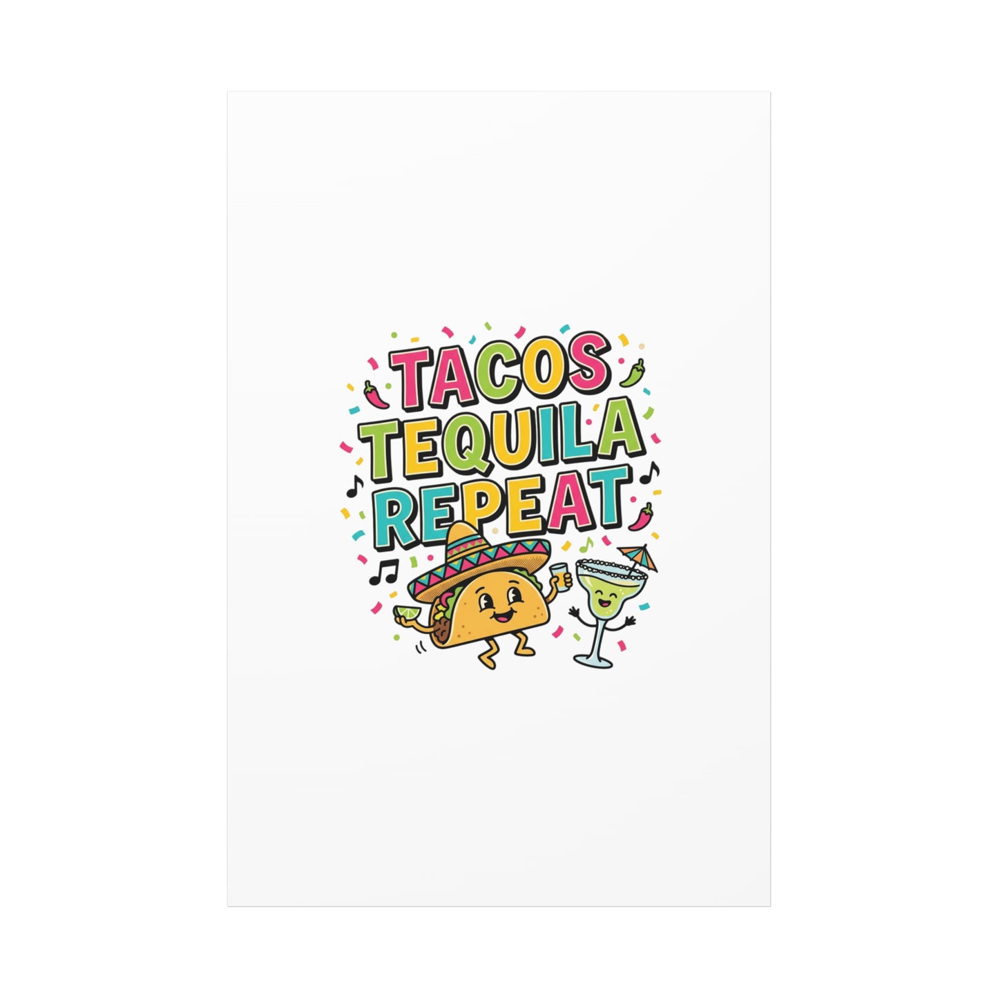 Tacos Tequila Repeat Canvas | Cinco de Mayo party wall art