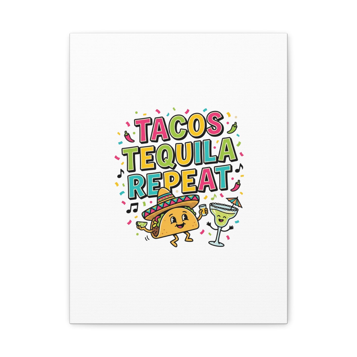 Tacos Tequila Repeat Canvas | Cinco de Mayo party wall art