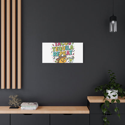 Tacos Tequila Repeat Canvas | Cinco de Mayo party wall art