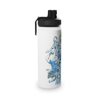 Argentina Soccer Water Bottle — Lionel Messi & National Team Illustration, Stainless Steel Sports Lid