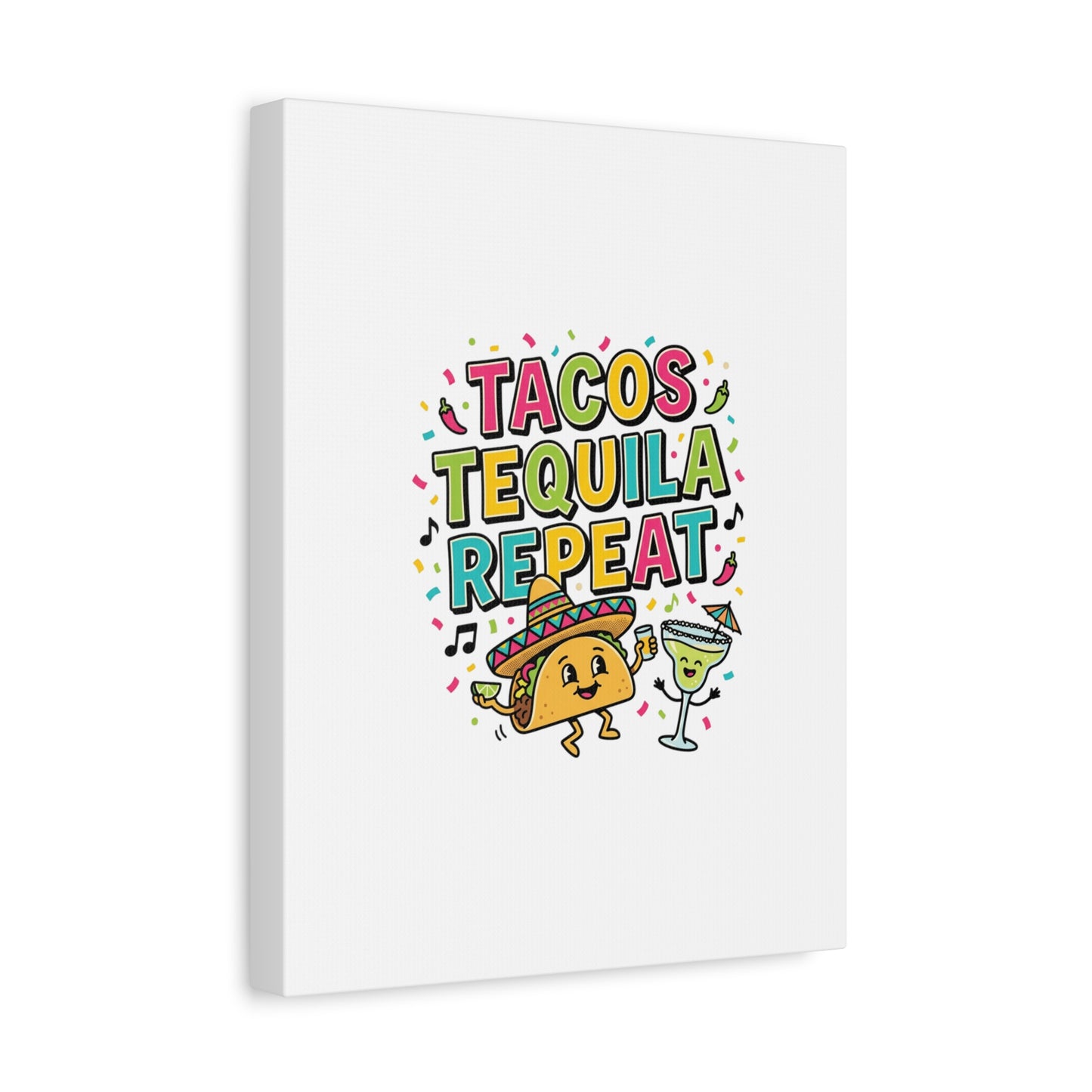Tacos Tequila Repeat Canvas | Cinco de Mayo party wall art