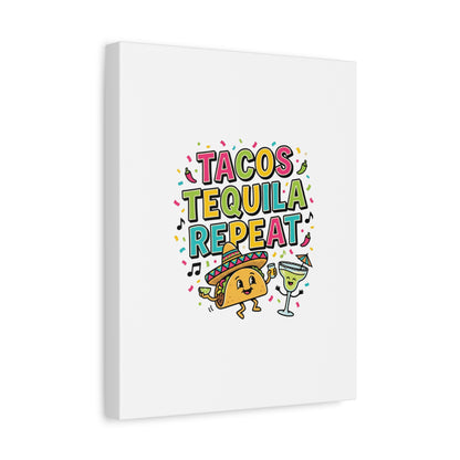 Tacos Tequila Repeat Canvas | Cinco de Mayo party wall art