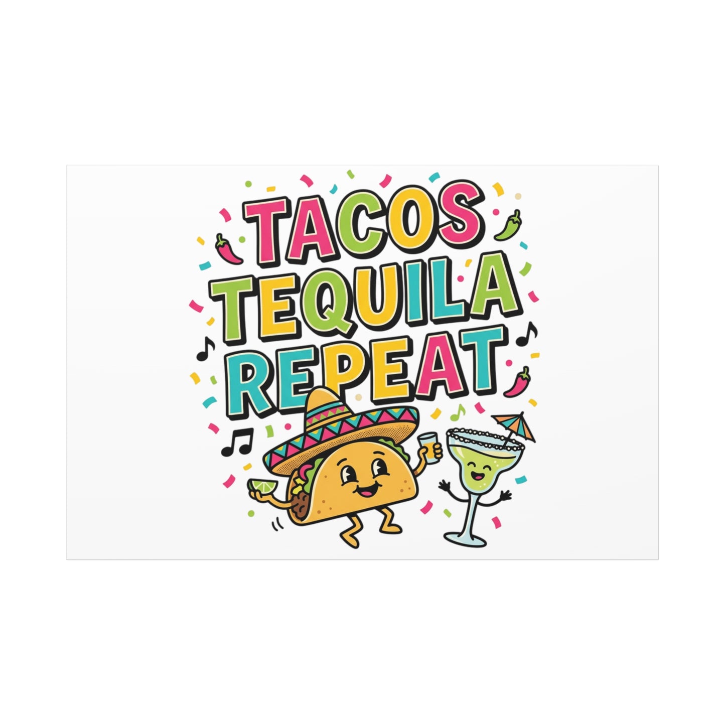 Tacos Tequila Repeat Canvas | Cinco de Mayo party wall art