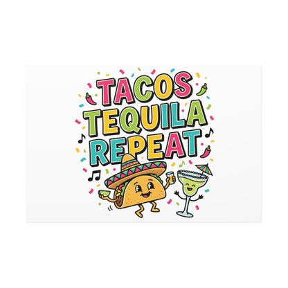 Tacos Tequila Repeat Canvas | Cinco de Mayo party wall art