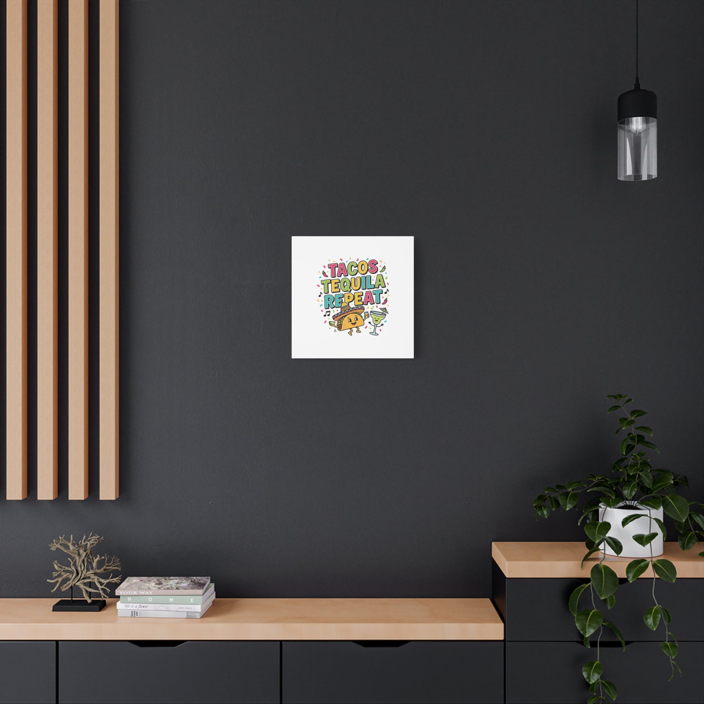Tacos Tequila Repeat Canvas | Cinco de Mayo party wall art