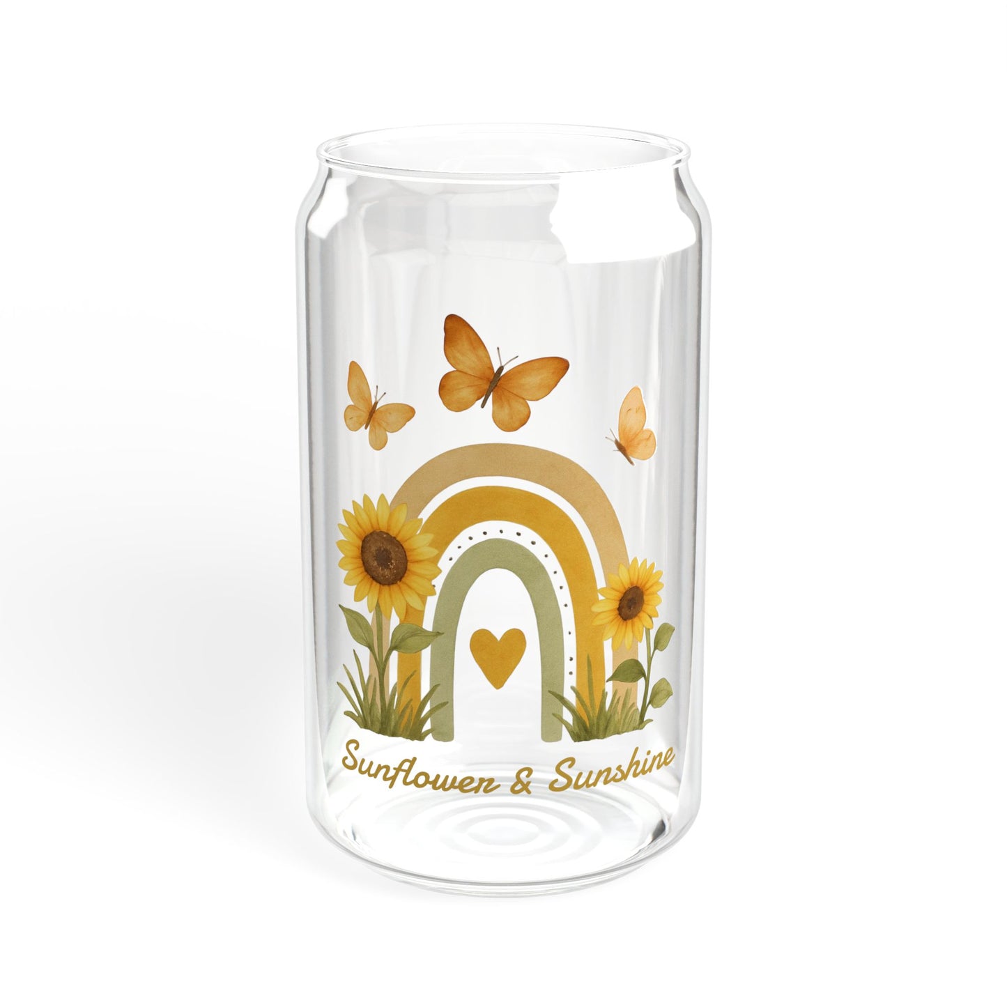 Sunflower & Sunshine 16oz Glass Sipper with Bamboo Lid