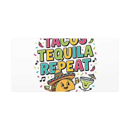 Tacos Tequila Repeat Canvas | Cinco de Mayo party wall art