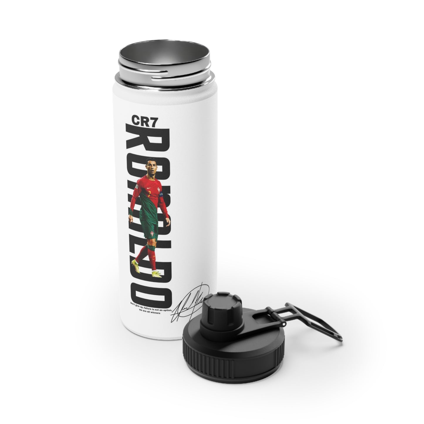 CR7 Ronaldo Stainless Steel Sports Water Bottle — Football Player Design