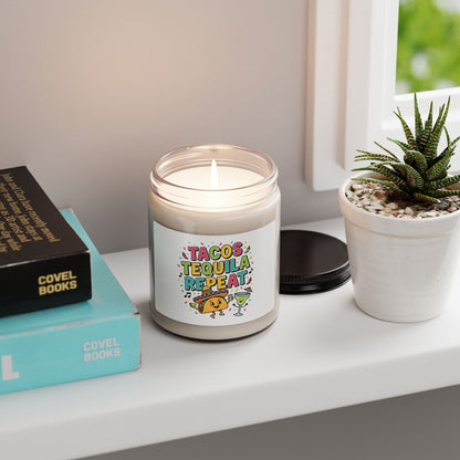 Tacos Tequila Repeat Candle | Cinco de Mayo, Fiesta Humor Soy Candle