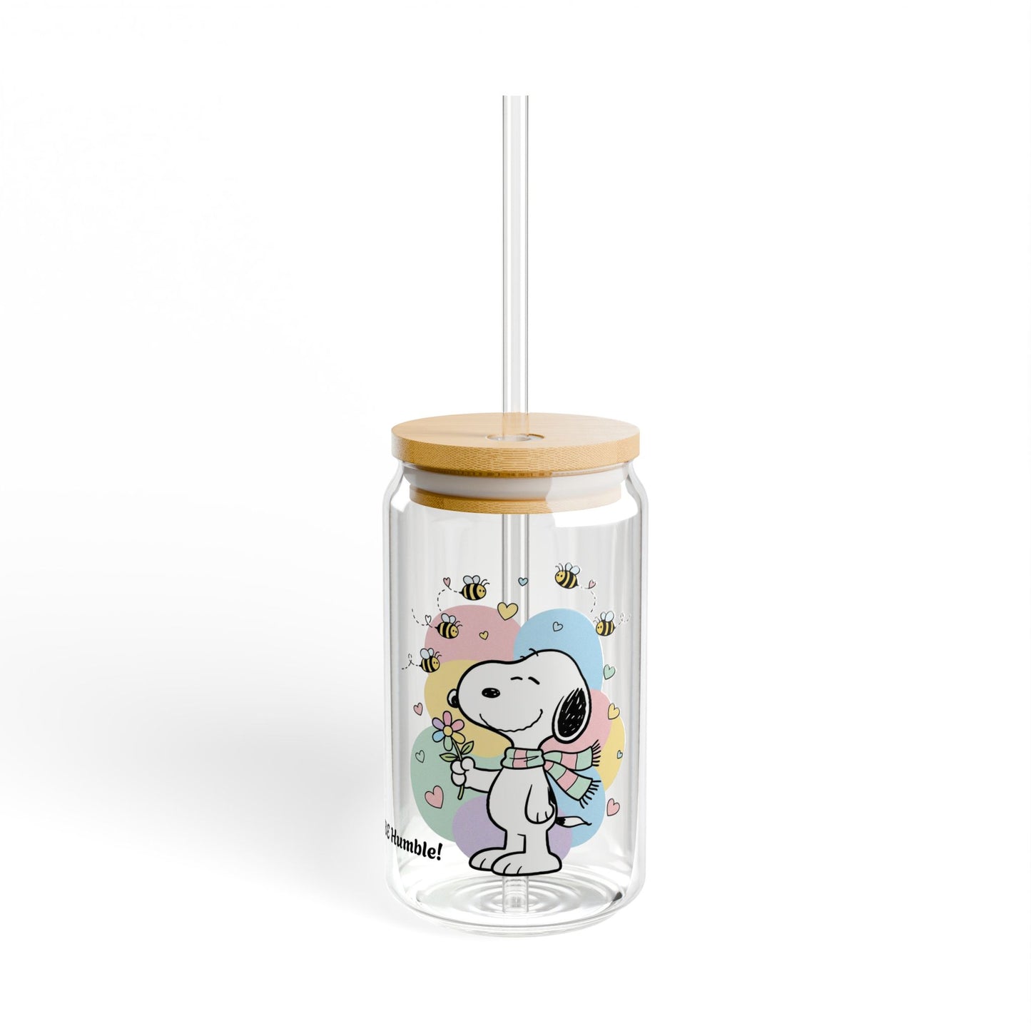 🐝 Bee Humble – Snoopy Sipper Glass (Cute & Aesthetic Edition)