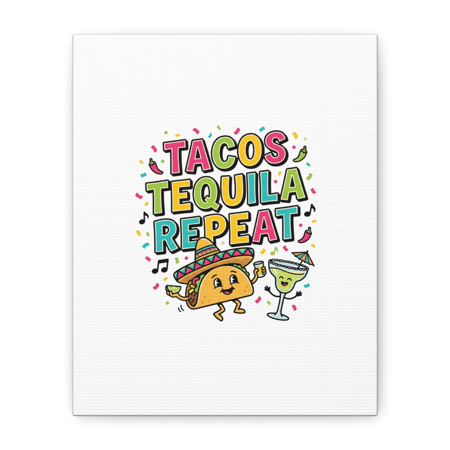 Tacos Tequila Repeat Canvas | Cinco de Mayo party wall art