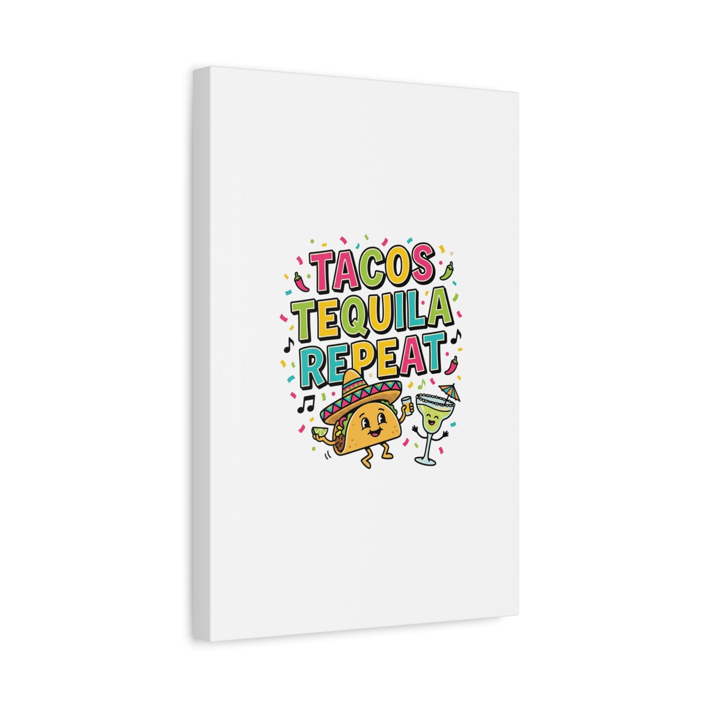 Tacos Tequila Repeat Canvas | Cinco de Mayo party wall art