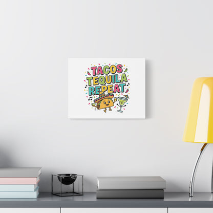 Tacos Tequila Repeat Canvas | Cinco de Mayo party wall art