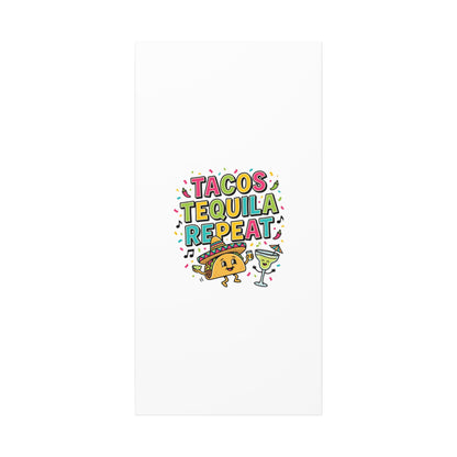 Tacos Tequila Repeat Canvas | Cinco de Mayo party wall art