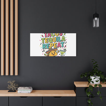 Tacos Tequila Repeat Canvas | Cinco de Mayo party wall art