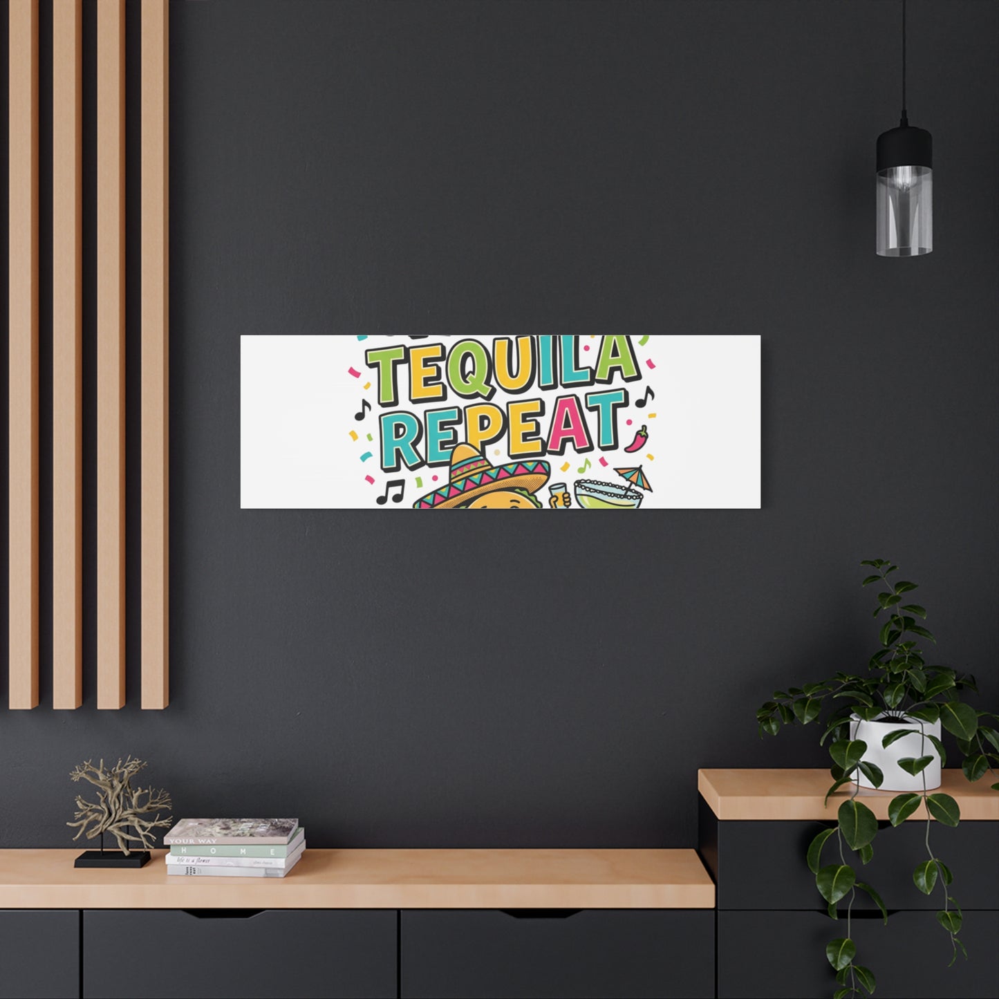 Tacos Tequila Repeat Canvas | Cinco de Mayo party wall art
