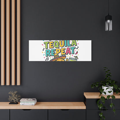 Tacos Tequila Repeat Canvas | Cinco de Mayo party wall art