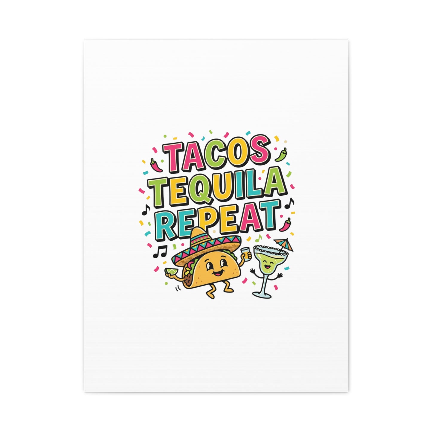 Tacos Tequila Repeat Canvas | Cinco de Mayo party wall art