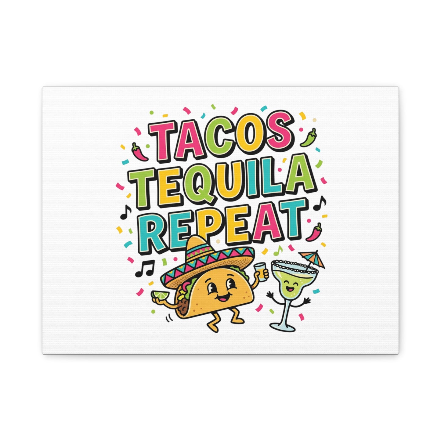 Tacos Tequila Repeat Canvas | Cinco de Mayo party wall art