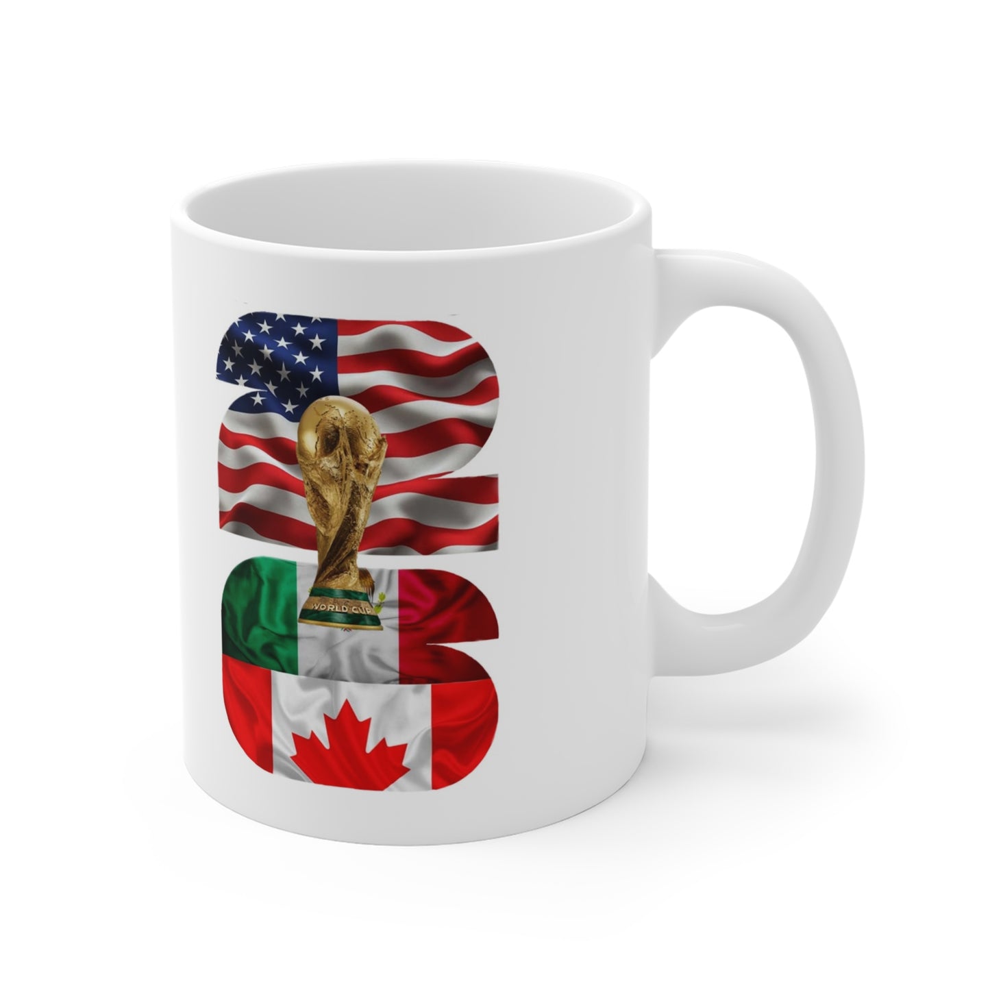 World Cup Trophy Flag Mug — USA Mexico Canada 11oz