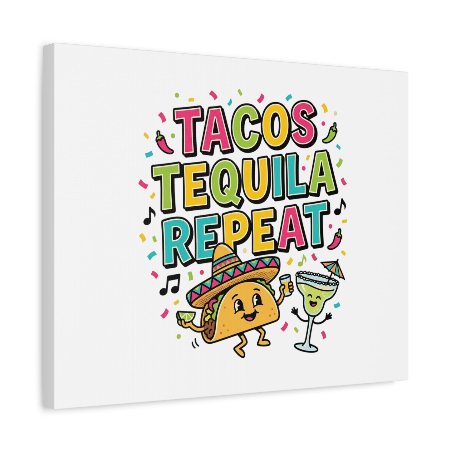 Tacos Tequila Repeat Canvas | Cinco de Mayo party wall art