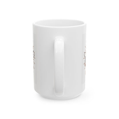 Coffee Mug — "Morning Needs Coffee and Contemplation" Ceramic Travel-Size 11oz/15oz