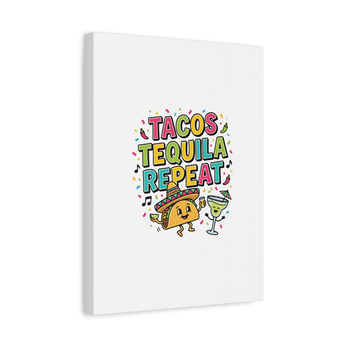 Tacos Tequila Repeat Canvas | Cinco de Mayo party wall art