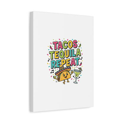 Tacos Tequila Repeat Canvas | Cinco de Mayo party wall art