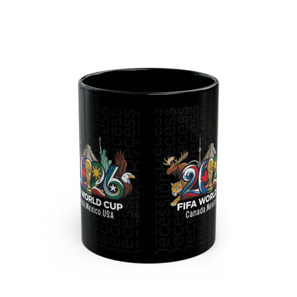 2006 FIFA World Cup Black Coffee Mug — Canada Mexico USA Souvenir (11oz/15oz)
