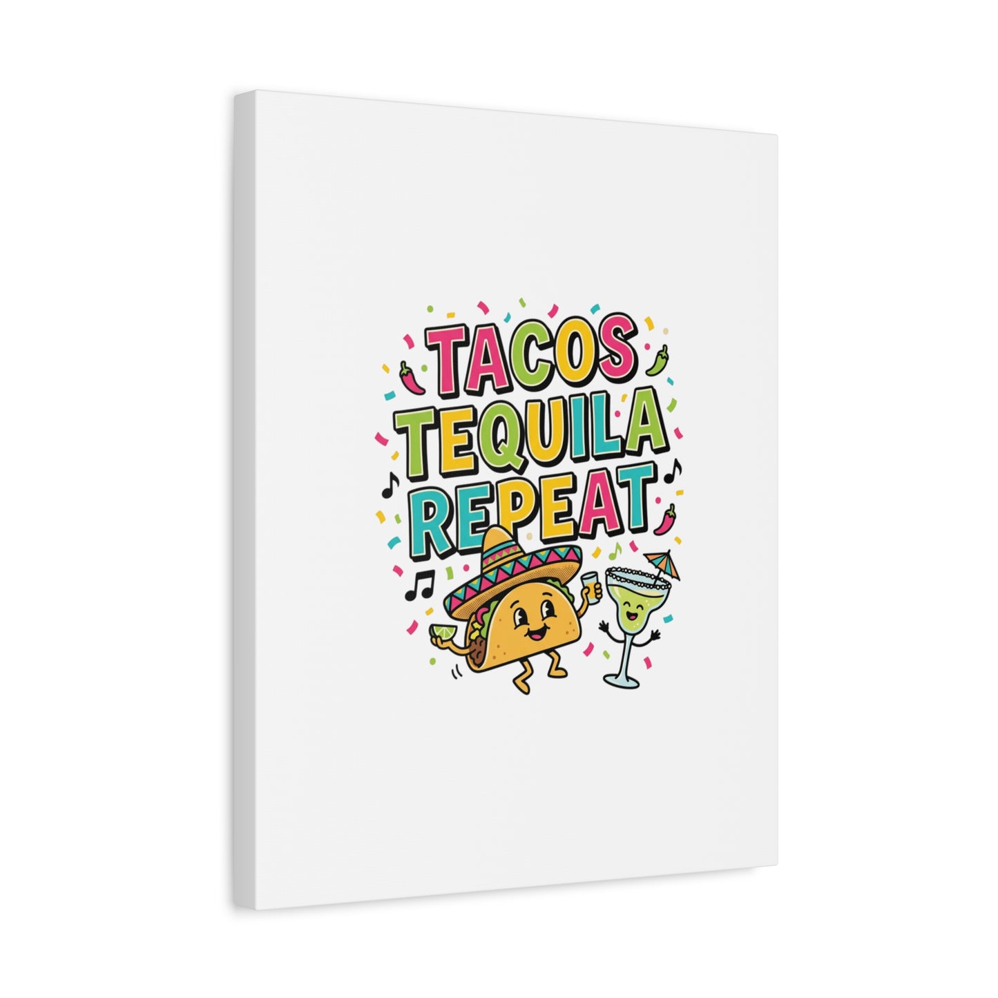 Tacos Tequila Repeat Canvas | Cinco de Mayo party wall art