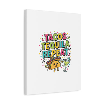 Tacos Tequila Repeat Canvas | Cinco de Mayo party wall art