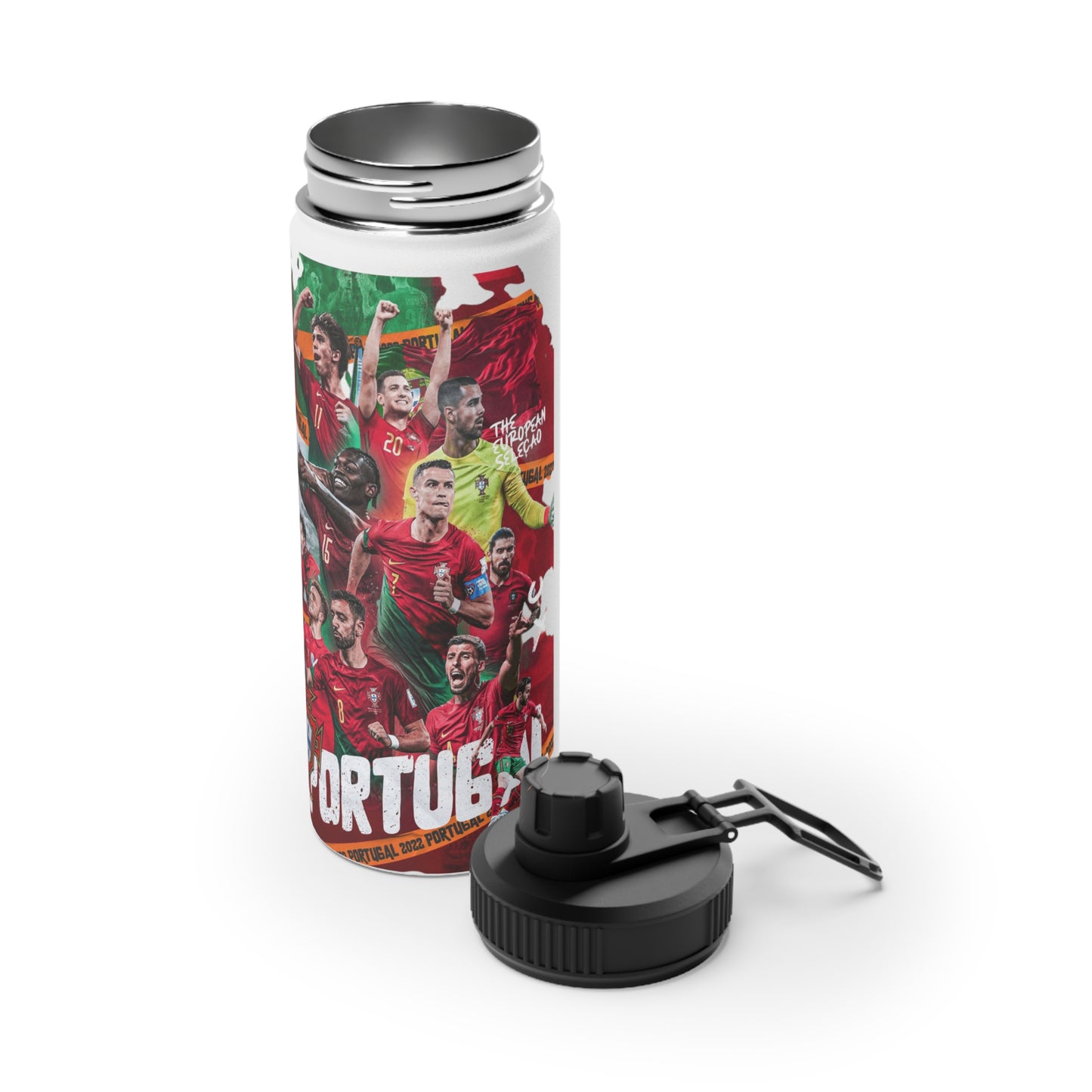 Portugal Soccer Team Stainless Steel Water Bottle — Sports Lid, Fan Travel Bottle
