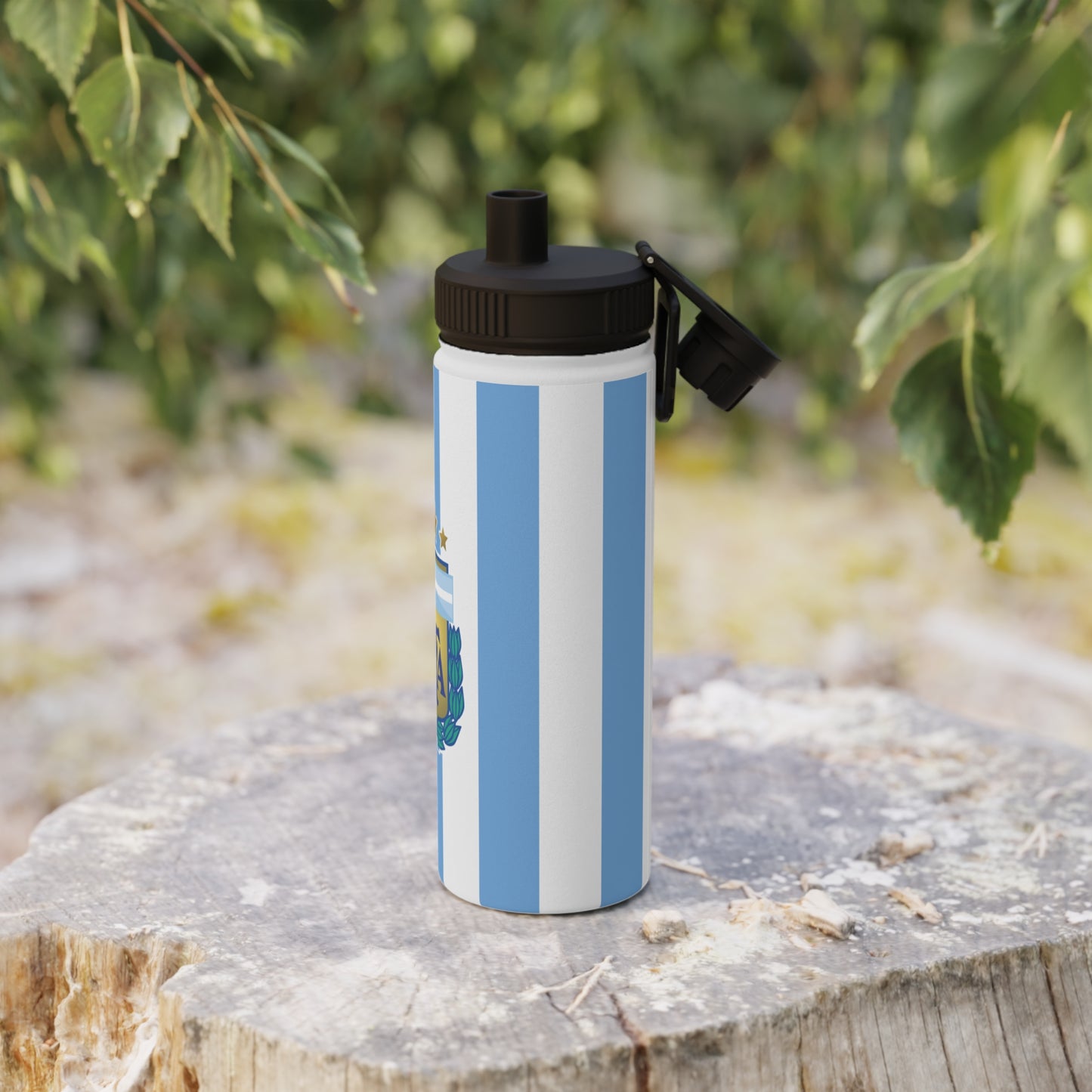 Argentina Crest Stainless Steel Sports Water Bottle – AFA Flag Design