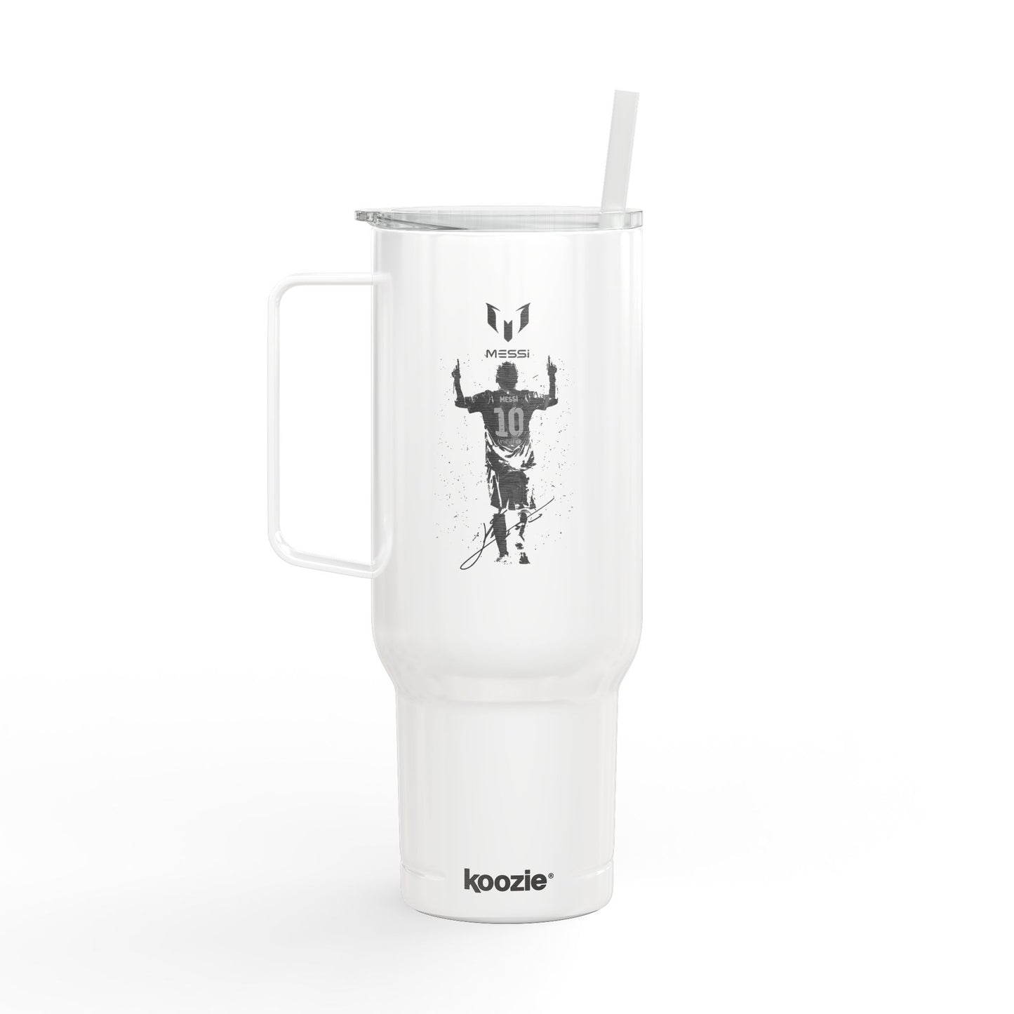 40oz Engraved Sports Tumbler — Soccer Player Silhouette Stainless Travel Mug with Lid & Straw