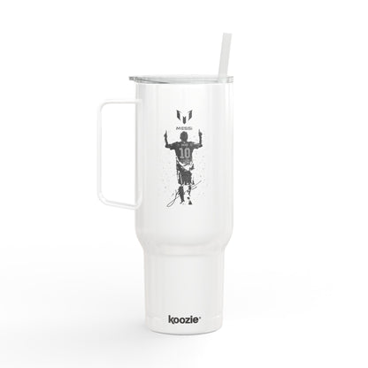 40oz Engraved Sports Tumbler — Soccer Player Silhouette Stainless Travel Mug with Lid & Straw