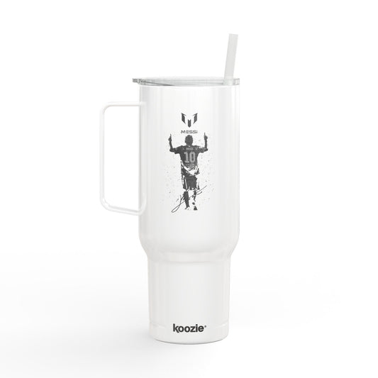 40oz Engraved Sports Tumbler — Soccer Player Silhouette Stainless Travel Mug with Lid & Straw