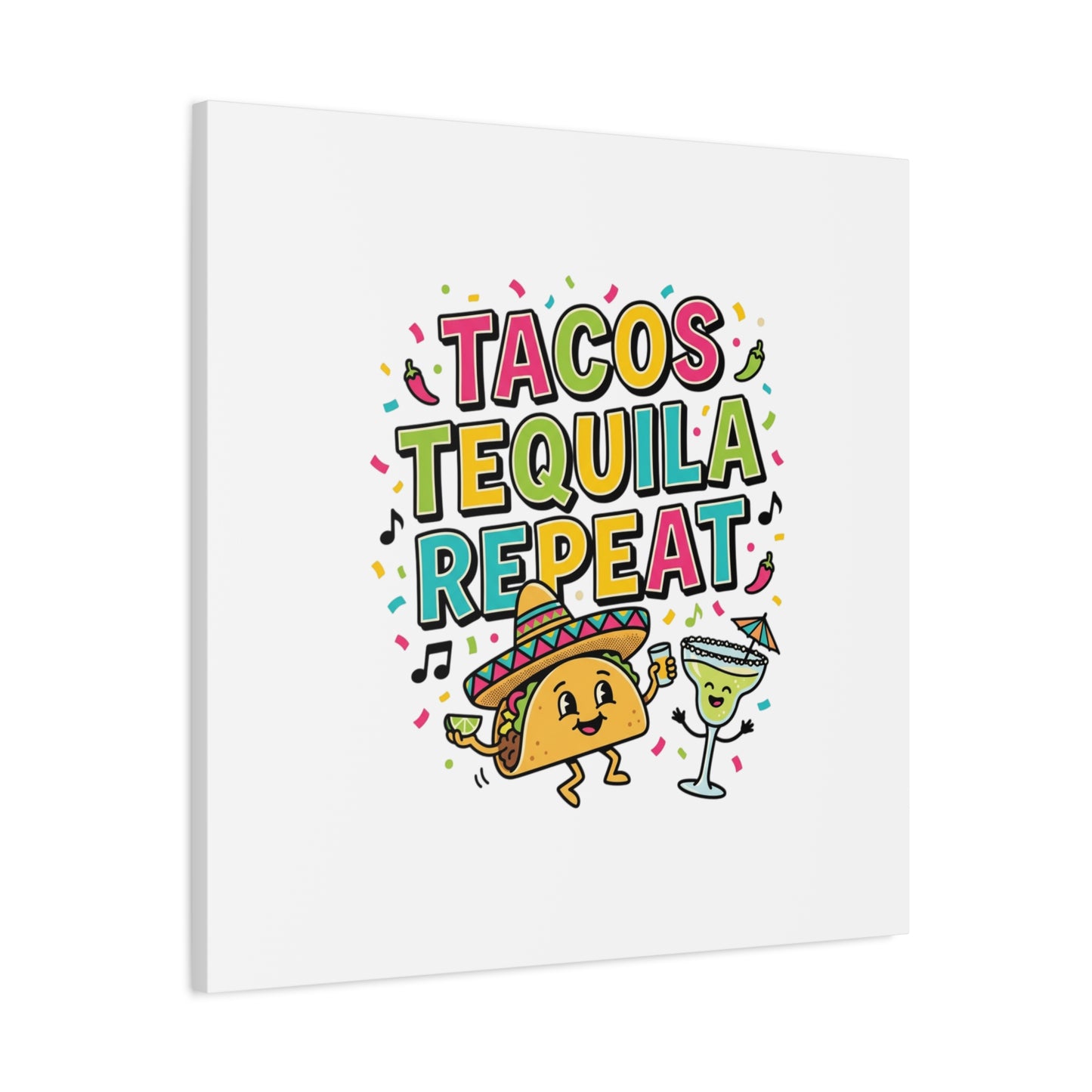 Tacos Tequila Repeat Canvas | Cinco de Mayo party wall art