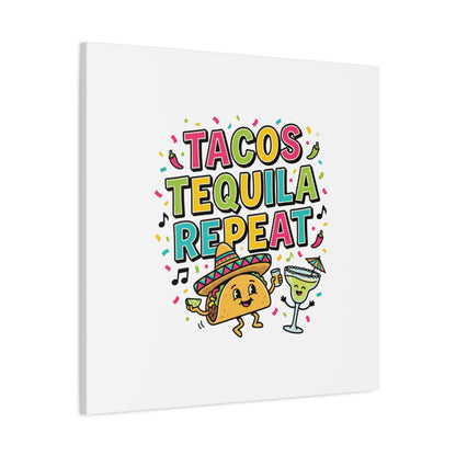 Tacos Tequila Repeat Canvas | Cinco de Mayo party wall art