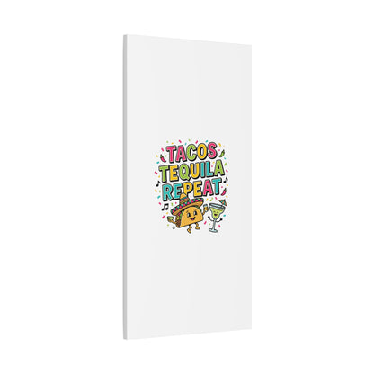 Tacos Tequila Repeat Canvas | Cinco de Mayo party wall art