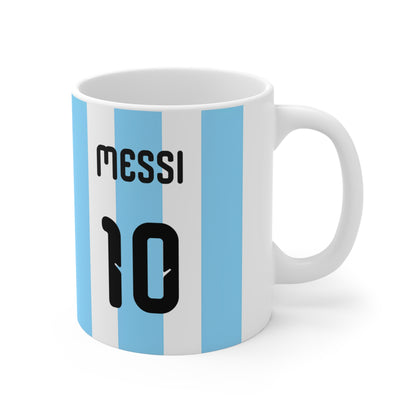 Argentina Football AFA Crest Mug — Blue White Striped 11oz Soccer Coffee Cup