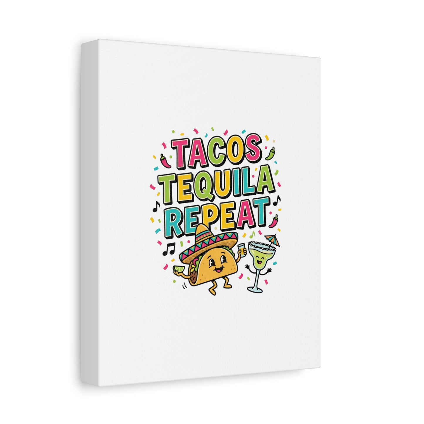 Tacos Tequila Repeat Canvas | Cinco de Mayo party wall art