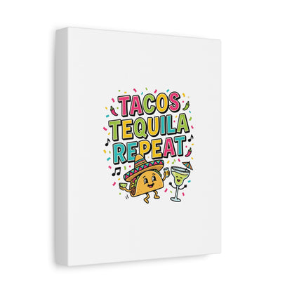 Tacos Tequila Repeat Canvas | Cinco de Mayo party wall art