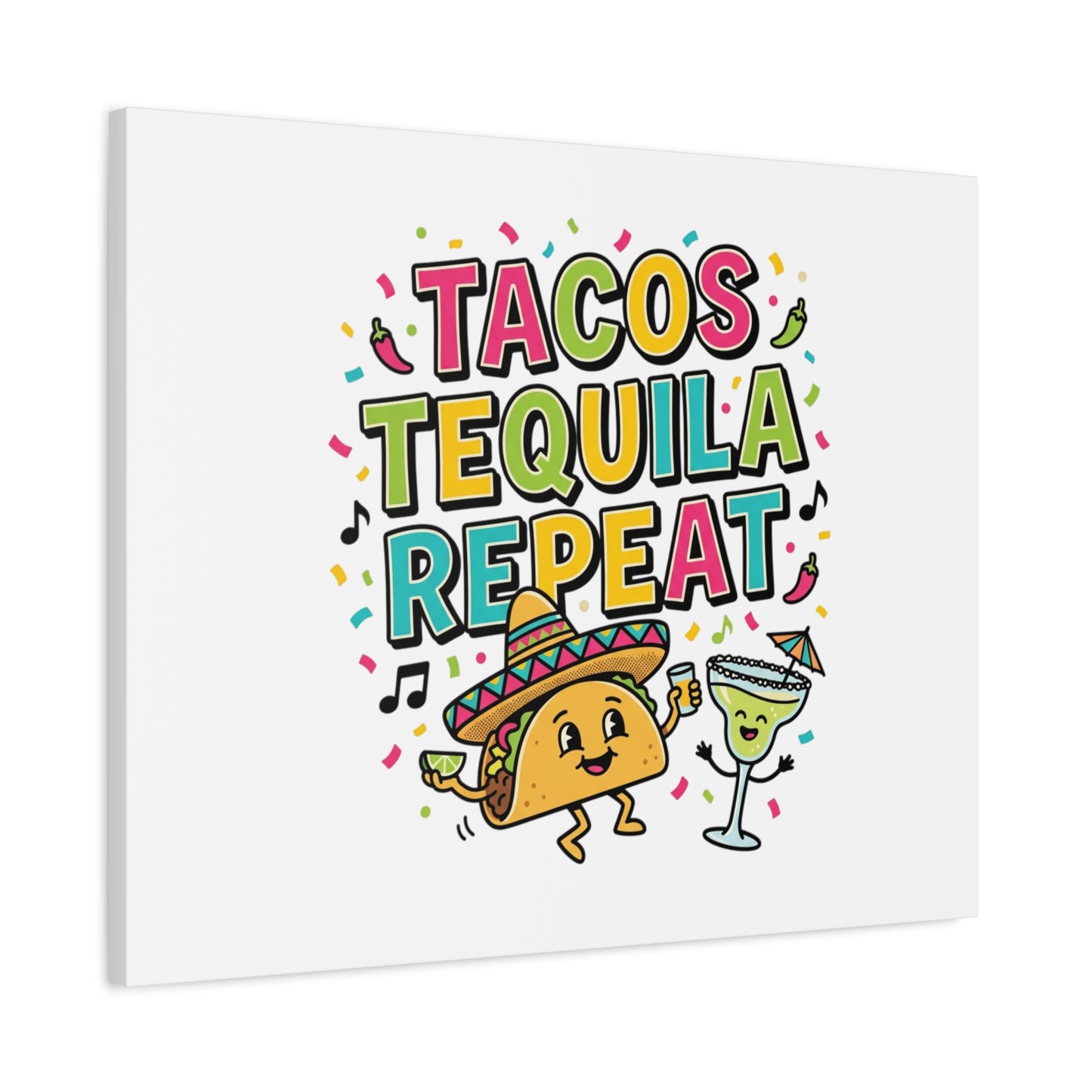 Tacos Tequila Repeat Canvas | Cinco de Mayo party wall art